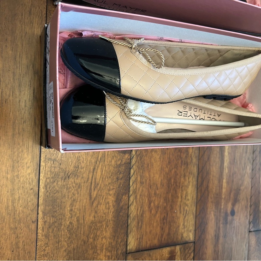 Paul Mayer Quilted Tan and Black Loafers